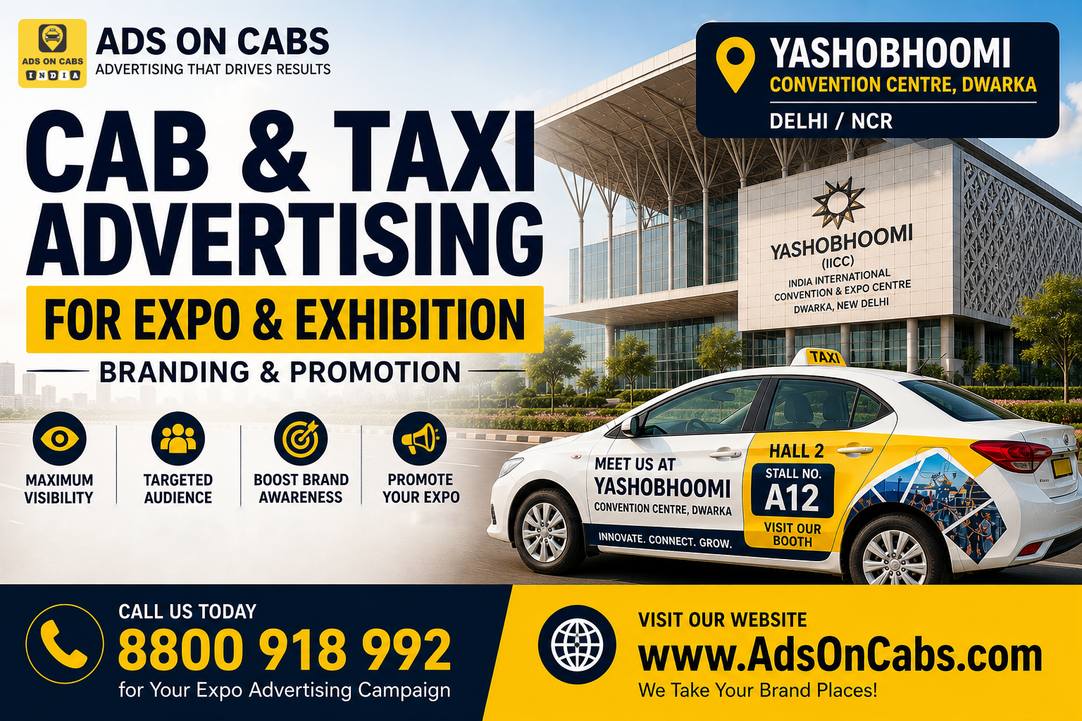 cab and taxi ads for expo branding at yashobhoomi convention centre dwarka