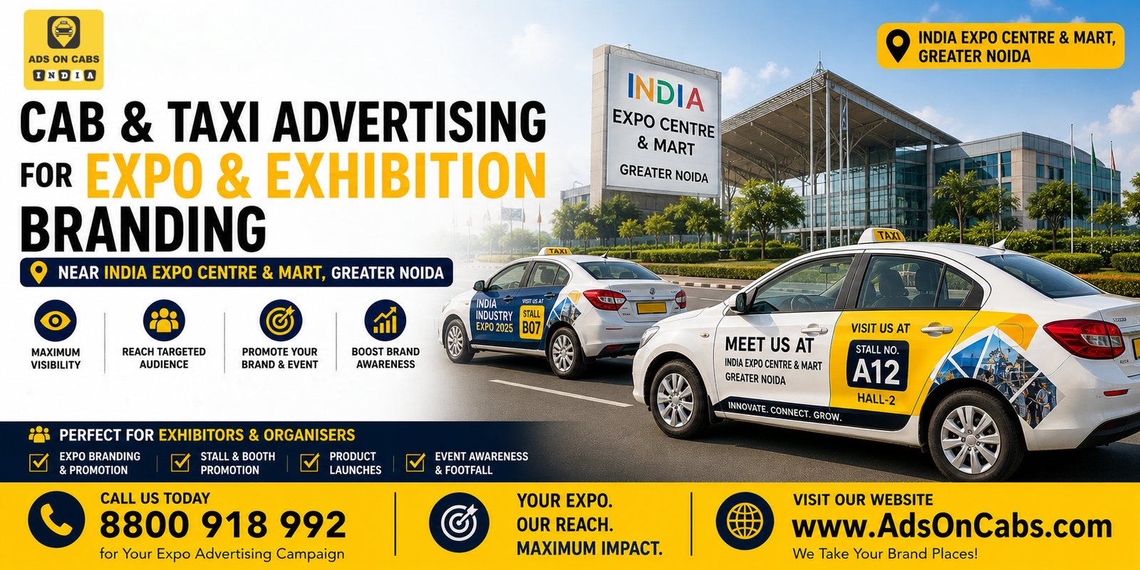 can and taxi ads for expo branding near india expo centre and mart