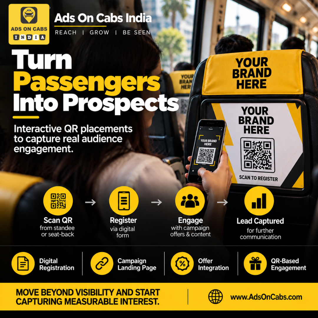 Passenger scanning a seat-back QR code to access a campaign registration page