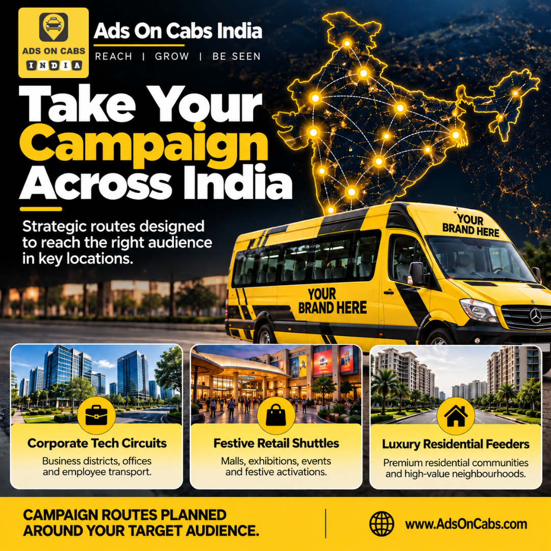Route planning concept for shuttle advertising in Delhi NCR across corporate, retail and residential audiences